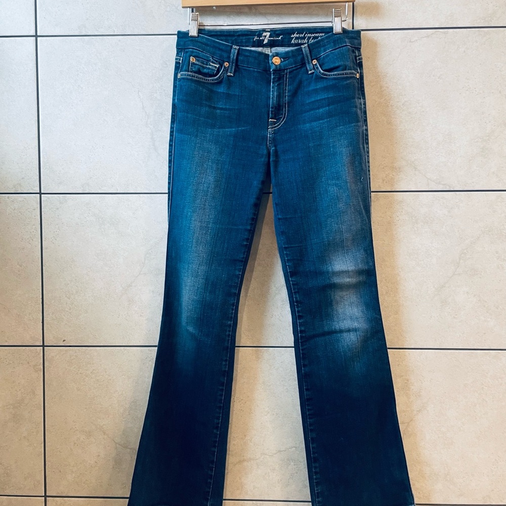 7 For All Mankind Dark Blue Flare Jeans